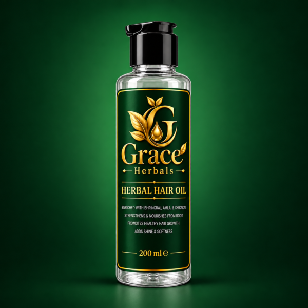 Grace Herbals Herbal Hair Oil – Made with Real and Natural Herbs ,  Bhringraj, Amla & Shikakai Hair Oil – 200ml,